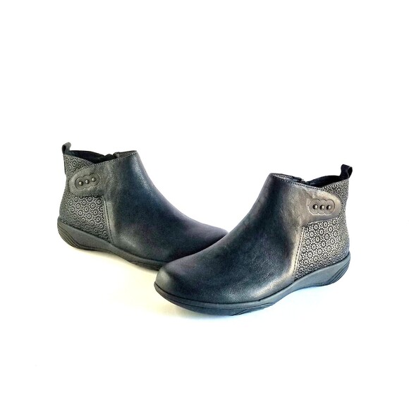 Halsa Shoes - HALSA Women's Althea Booties Black Leather Sz 9.5 Ankle Boots Comfort